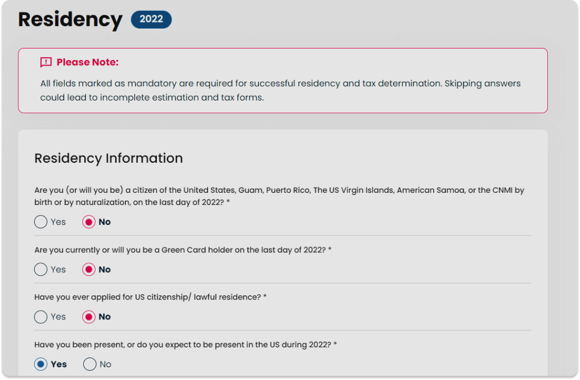 Sprintax Forms-Residency