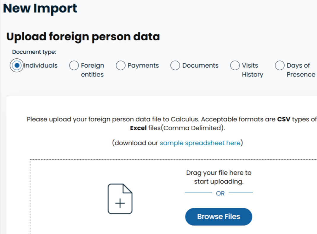 Calculus Sprintax Partner dashboard import